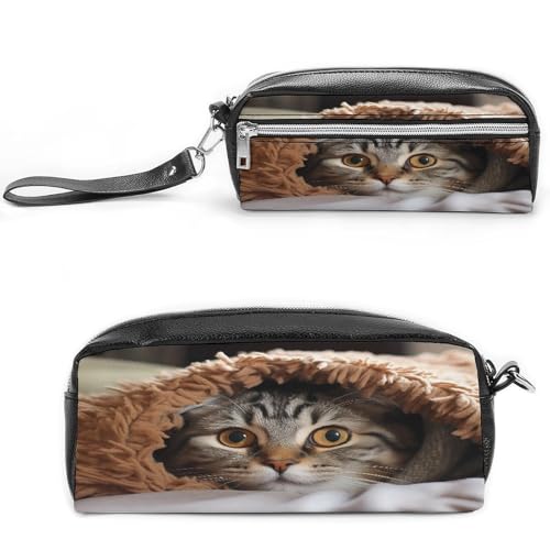 MNVTSKOP Make-up-Tasche mit Katzen-Unterdecke, kleine Kosmetiktasche, Reiseetui, tragbarer Schreibwaren-Organizer für Frauen, Lehrer von MNVTSKOP