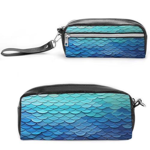 MNVTSKOP Make-up-Tasche mit Meerjungfrauen-Motiv, klein, Kosmetiktasche, tragbar, Schreibwaren-Organizer für Frauen, Lehrer, Blau von MNVTSKOP