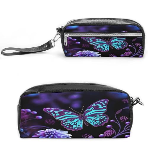 MNVTSKOP Make-up-Tasche mit Schmetterlingen und Blumen, klein, Reiseetui, tragbar, Schreibwaren-Organizer für Frauen, Lehrer, Violett MNVTSKOP Make-up-Tasche mit Schmetterlingen und Blumen, klein, Reiseetui, tragbar, Schreibwaren-Organizer für Frauen, Lehrer, Violett von MNVTSKOP