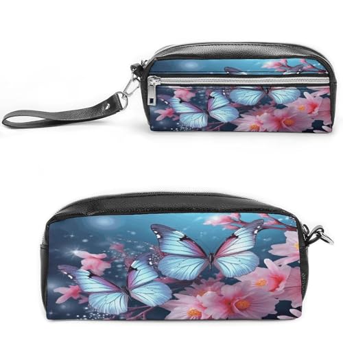 MNVTSKOP Make-up-Tasche mit Schmetterlingsblüten, klein, Reiseetui, tragbar, Schreibwaren-Organizer für Frauen, Lehrer MNVTSKOP Make-up-Tasche mit Schmetterlingsblüten, klein, Reiseetui, tragbar, Schreibwaren-Organizer für Frauen, Lehrer von MNVTSKOP