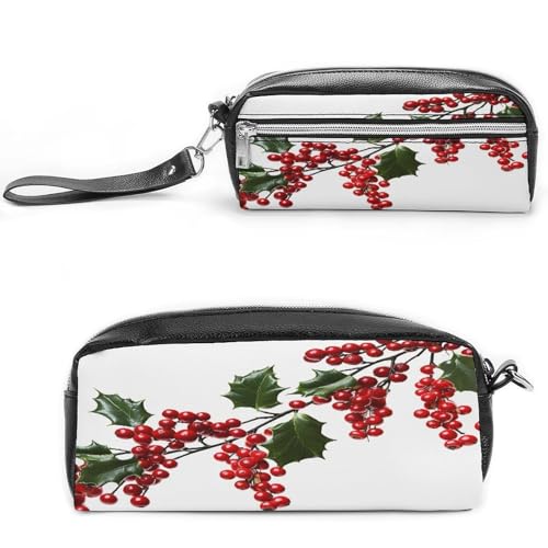 MNVTSKOP Make-up-Tasche mit Stechpalmenbeeren-Zweigen, klein, Kosmetiktasche, Reiseetui, tragbarer Schreibwaren-Organizer für Frauen, Lehrer von MNVTSKOP