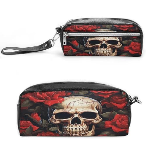 MNVTSKOP Make-up-Tasche mit Totenkopf-Motiv, klein, Reiseetui, tragbar, Schreibwaren-Organizer für Frauen, Lehrer MNVTSKOP Make-up-Tasche mit Totenkopf-Motiv, klein, Reiseetui, tragbar, Schreibwaren-Organizer für Frauen, Lehrer von MNVTSKOP