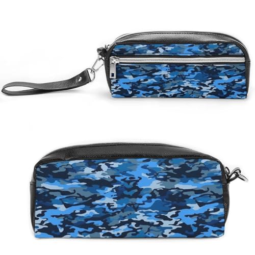 MNVTSKOP Make-up-Tasche mit blauem Muster, kleine Kosmetiktasche, Reiseetui, tragbarer Schreibwaren-Organizer für Frauen, Lehrer von MNVTSKOP