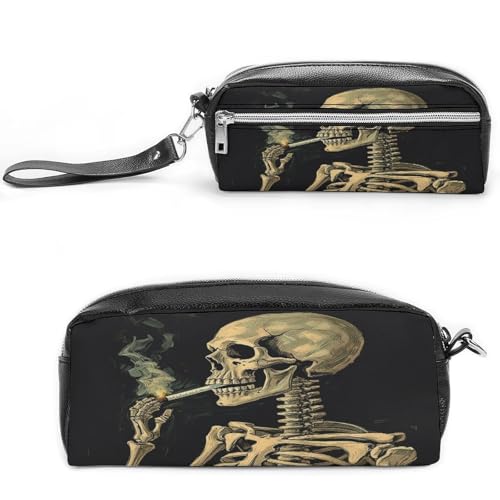 MNVTSKOP Make-up-Tasche mit brennender Zigarette, kleines Kosmetik-Reiseetui, tragbar, Schreibwaren-Organizer für Damen, Lehrerin von MNVTSKOP