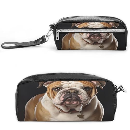 MNVTSKOP Make-up-Tasche mit englischer Bulldogge, klein, Kosmetiktasche, tragbar, Schreibwaren-Organizer für Frauen, Lehrer von MNVTSKOP