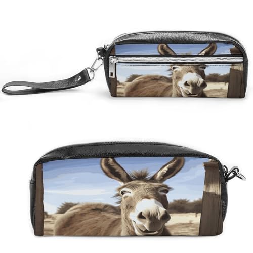 MNVTSKOP Make-up-Tasche mit lustigem Esel, klein, Reiseetui, tragbar, Schreibwaren-Organizer für Frauen, Lehrer von MNVTSKOP
