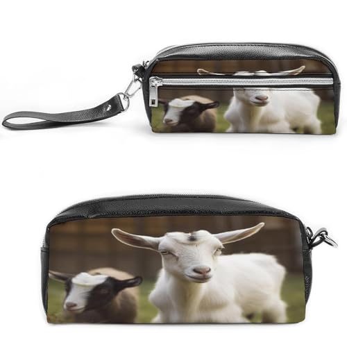 MNVTSKOP Make-up-Tasche mit niedlicher Ziege, klein, Reiseetui, tragbar, Schreibwaren-Organizer für Frauen, Lehrer von MNVTSKOP