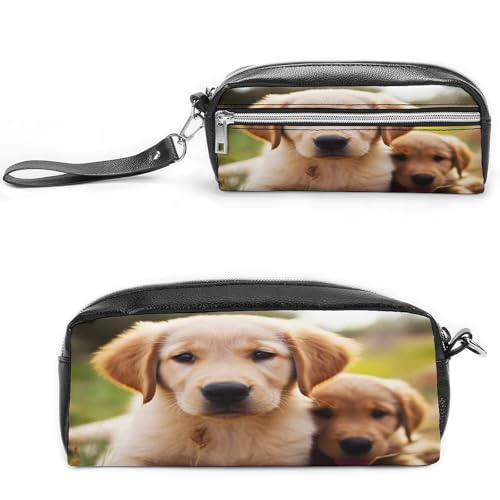 MNVTSKOP Make-up-Tasche mit süßem Golden Retriever, kleiner Kosmetiktasche, Reiseetui, tragbarer Schreibwaren-Organizer für Frauen, Lehrerin von MNVTSKOP