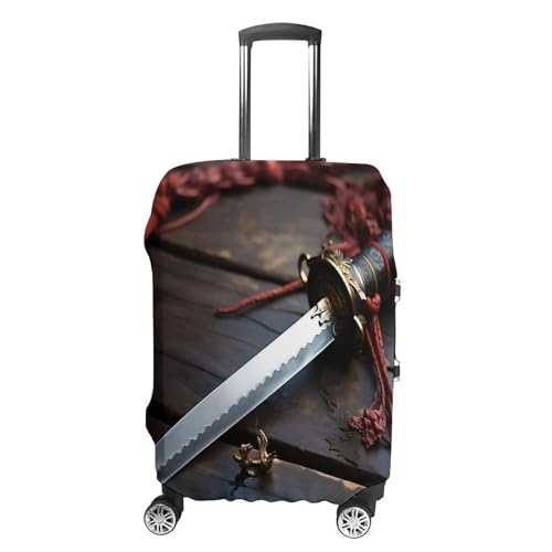 MNVTSKOP Messer auf dem Boden Gepäckabdeckungen Kratzfest Waschbar Kofferabdeckung Polyester Elastisch Reisegepäckschutz für Kofferschutz Abdeckung, weiß, M von MNVTSKOP