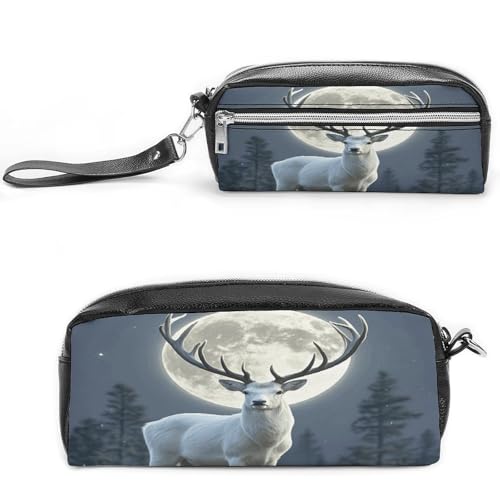 MNVTSKOP Moonlight Make-up-Tasche mit Hirschmotiv, klein, Kosmetiktasche, tragbar, Schreibwaren-Organizer für Frauen, Lehrer MNVTSKOP Moonlight Make-up-Tasche mit Hirschmotiv, klein, Kosmetiktasche, tragbar, Schreibwaren-Organizer für Frauen, Lehrer von MNVTSKOP