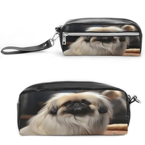 MNVTSKOP Pekinese Hunde-Make-up-Tasche, kleine Kosmetiktasche, Reiseetui, tragbarer Schreibwaren-Organizer für Frauen, Lehrer von MNVTSKOP
