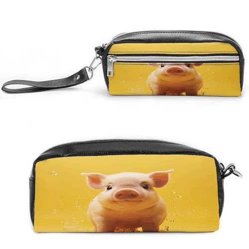 MNVTSKOP Piggy Is Jumping Make-up-Tasche, kleine Kosmetiktasche, Reiseetui, tragbarer Schreibwaren-Organizer für Frauen, Lehrer von MNVTSKOP