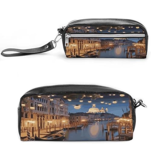MNVTSKOP Schöne Make-up-Tasche Venedig bei Nacht, kleine Kosmetiktasche, Reiseetui, tragbarer Schreibwaren-Organizer für Frauen, Lehrer von MNVTSKOP