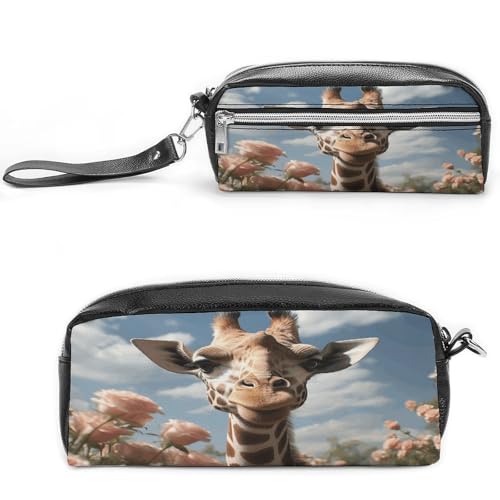 MNVTSKOP Schöne Make-up-Tasche mit Giraffen-Motiv, klein, Reiseetui, tragbarer Schreibwaren-Organizer für Frauen, Lehrer von MNVTSKOP