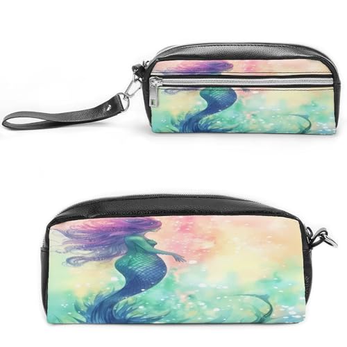 MNVTSKOP Schöne Make-up-Tasche mit Meerjungfrauenschwanz, kleine Kosmetiktasche, Reiseetui, tragbarer Schreibwaren-Organizer für Frauen, Lehrer von MNVTSKOP