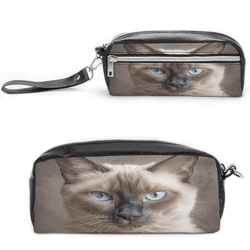 MNVTSKOP Schöne siamesische Katze, Make-up-Tasche, kleine Kosmetiktasche, Reiseetui, tragbarer Schreibwaren-Organizer für Frauen, Lehrer von MNVTSKOP
