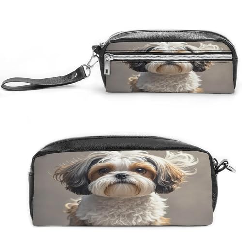 MNVTSKOP Shih Tzu Hunde-Make-up-Tasche, kleine Kosmetiktasche, Reiseetui, tragbarer Schreibwaren-Organizer für Frauen, Lehrer von MNVTSKOP