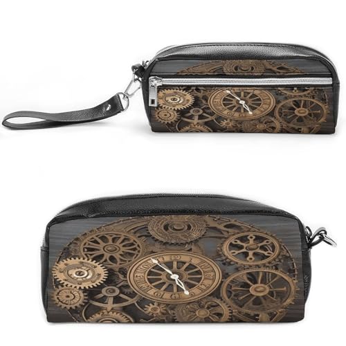 MNVTSKOP Steampunk Gear Clock Make-up-Tasche, klein, Kosmetiktasche, Reiseetui, tragbarer Schreibwaren-Organizer für Frauen, Lehrer von MNVTSKOP