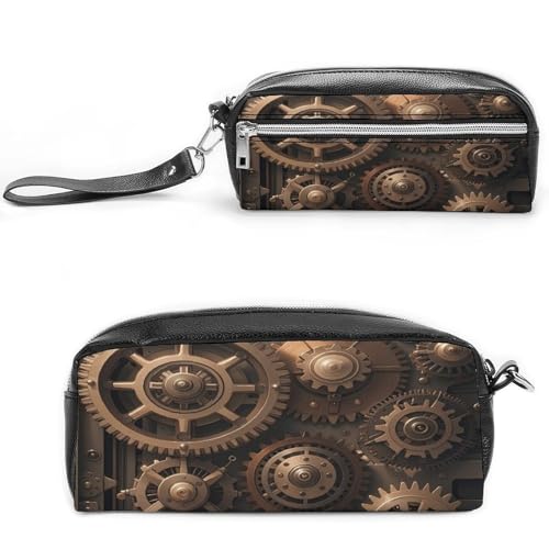 MNVTSKOP Steampunk Make-up-Tasche für mechanische Zahnräder, klein, Kosmetiktasche, Reiseetui, tragbarer Schreibwaren-Organizer für Frauen, Lehrer von MNVTSKOP