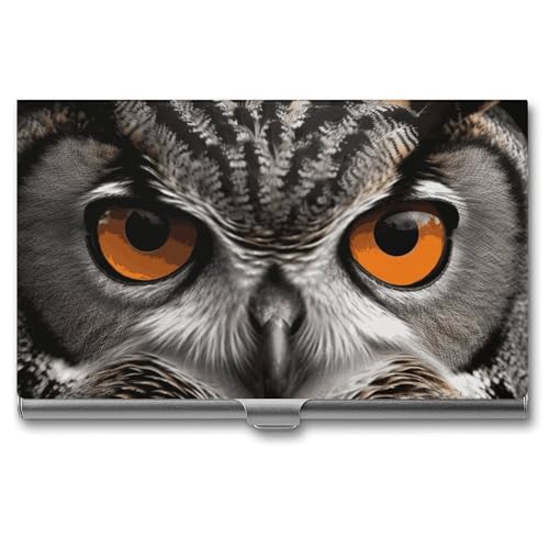 MNVTSKOP Visitenkartenhalter aus Metall, schlankes Visitenkartenetui, Geldbörse, Namenskartenhalter, Eulenaugen, professionelle Geschäftskarten, Organizer, Kredit-Träger für Männer und Frauen von MNVTSKOP