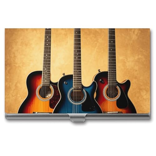 MNVTSKOP Visitenkartenhalter aus Metall, schlankes Visitenkartenetui, Geldbörse, Namenskartenhalter, Gitarrensammlung, professionelle Geschäftskarten, Organizer, Kreditträger für Männer und Frauen von MNVTSKOP