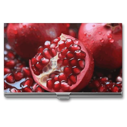 MNVTSKOP Visitenkartenhalter aus Metall, schlankes Visitenkartenetui, Geldbörse, Namenskartenhalter, Granatapfel, Obst, professionelle Geschäftskarten, Organizer, Kreditträger für Männer und Frauen von MNVTSKOP