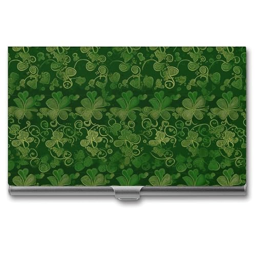 MNVTSKOP Visitenkartenhalter aus Metall, schlankes Visitenkartenetui, Geldbörse, Namenskartenhalter, Hintergrund, St. Patrick's Day, Glitzer, professionelle Geschäftskarten, Organizer, Kreditträger von MNVTSKOP