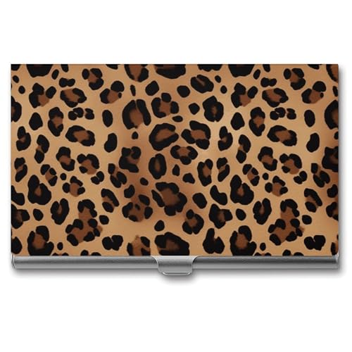 MNVTSKOP Visitenkartenhalter aus Metall, schlankes Visitenkartenetui, Geldbörse, Namenskartenhalter, Leopardenmuster, professionelle Geschäftskarten, Organizer, Kreditträger für Männer und Frauen von MNVTSKOP