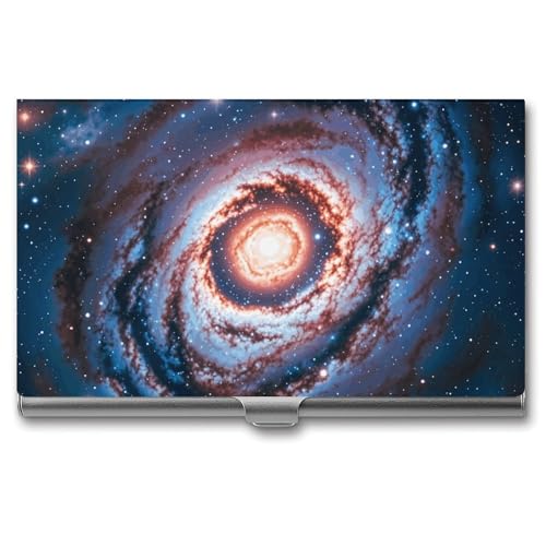 MNVTSKOP Visitenkartenhalter aus Metall, schlankes Visitenkartenetui, Geldbörse, Namenskartenhalter, Planet, Sterne und Galaxie, professionelle Geschäftskarten, Organizer, Kredit-Träger für Männer von MNVTSKOP