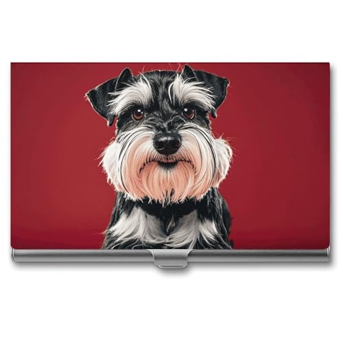 MNVTSKOP Visitenkartenhalter aus Metall, schlankes Visitenkartenetui, Geldbörse, Namenskartenhalter, Schnauzer, professionelle Geschäftskarten, Organizer, Kredit-Träger für Männer und Frauen von MNVTSKOP