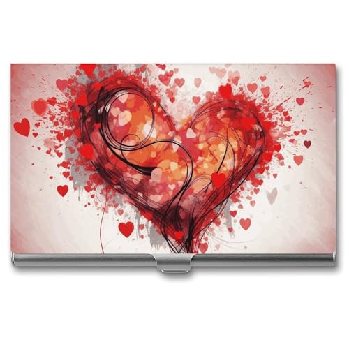 MNVTSKOP Visitenkartenhalter aus Metall, schlankes Visitenkartenetui, Geldbörse, Namenskartenhalter, abstraktes Herz, professionelle Geschäftskarten, Organizer, Kreditträger für Männer und Frauen von MNVTSKOP