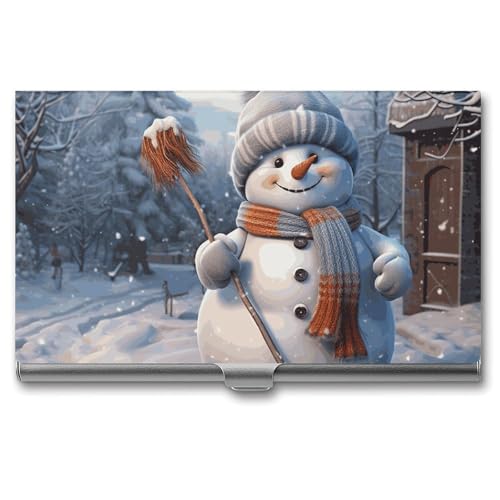 MNVTSKOP Visitenkartenhalter aus Metall, schlankes Visitenkartenetui, Geldbörse, Namenskartenhalter, fleißiger Schneemann, professioneller Geschäftskarten, Organizer, Kreditträger für Männer und von MNVTSKOP