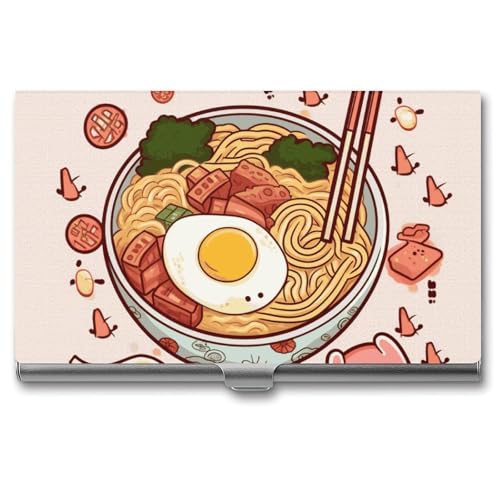 MNVTSKOP Visitenkartenhalter aus Metall, schlankes Visitenkartenetui, Geldbörse, Namenskartenhalter, lecker, süßer Ramen, professioneller Geschäftskarten, Organizer, Kreditträger für Männer und Frauen von MNVTSKOP