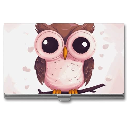 MNVTSKOP Visitenkartenhalter aus Metall, schlankes Visitenkartenetui, Geldbörse, Namenskartenhalter, niedliche Eule, professionelle Geschäftskarten, Organizer, Kredit-Träger für Männer und Frauen von MNVTSKOP