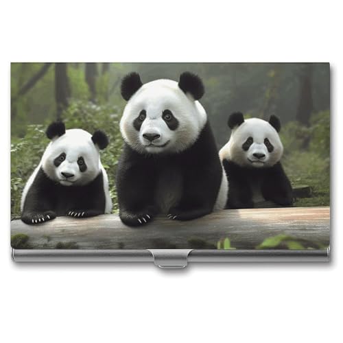 MNVTSKOP Visitenkartenhalter aus Metall, schlankes Visitenkartenetui, Geldbörse, Namenskartenhalter, niedlicher Panda, professionelle Geschäftskarten, Organizer, Kredit-Träger für Männer und Frauen von MNVTSKOP