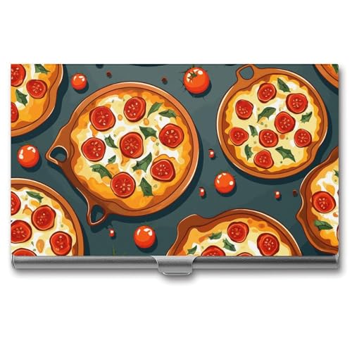MNVTSKOP Visitenkartenhalter aus Metall, schmal, Geldbörse, Namenskartenhalter, Pizza, Lebensmittel, professionelle Geschäftskarten, Organizer, Kreditträger für Männer und Frauen von MNVTSKOP