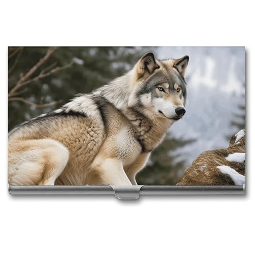 MNVTSKOP Visitenkartenhalter aus Metall, schmal, Geldbörse, Namenskartenhalter, Schnee, Berg, Wild, Wolf, professionelle Geschäftskarten, Organizer, Kredit-Träger für Männer und Frauen, Schnee Berg MNVTSKOP Visitenkartenhalter aus Metall, schmal, Geldbörse, Namenskartenhalter, Schnee, Berg, Wild, Wolf, professionelle Geschäftskarten, Organizer, Kredit-Träger für Männer und Frauen, Schnee Berg von MNVTSKOP
