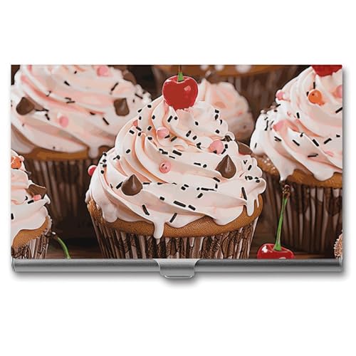 MNVTSKOP Visitenkartenhalter aus Metall, schmales Visitenkartenetui, Geldbörse, Namenskartenhalter, Cupcake und Muffin, professionelle Geschäftskarten, Organizer, Kredit-Träger für Männer und Frauen von MNVTSKOP