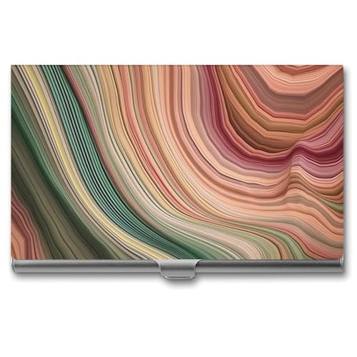 MNVTSKOP Visitenkartenhalter aus Metall, schmales Visitenkartenetui, Geldbörse, Namenskartenhalter, grüne und graue Streifen, professioneller Visitenkarten-Organizer, Kredit-Träger für Männer und von MNVTSKOP