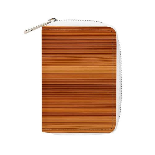 MNVTSKOP Weiches Leder Kreditkartenetui Bankkartenetui Holzmaserung Visitenkartenetui Geldbörse mit 20 Kartenfächern Ausweishülle Organizer Reißverschluss Geldbörse für Damen und Herren, Holzmaserung von MNVTSKOP