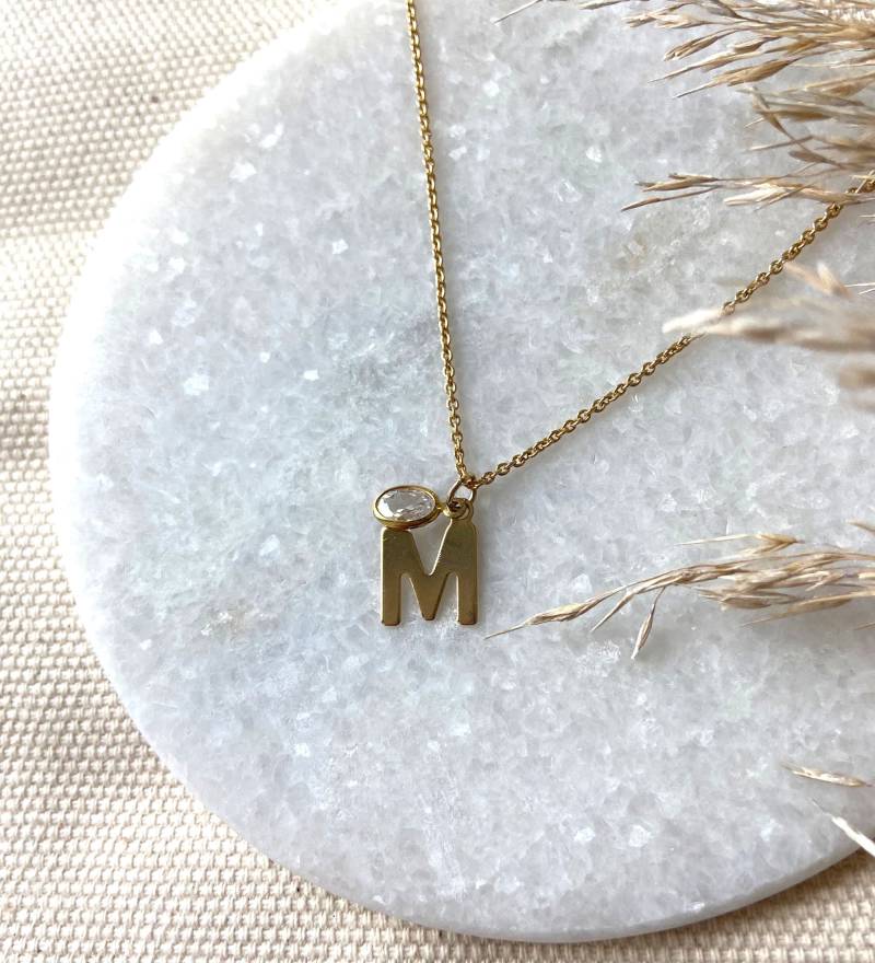 Personalisierte Buchstabenkette Edelstahl, Initiale, Buchstaben Kette, Halskette Buchstabe, Vorname, Edelstahl Gold, Geschenk, Brautjungfer von MOAIStudio