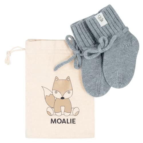 MOALIE Babyschuhe von Merino Wolle (Graugrun) von MOALIE