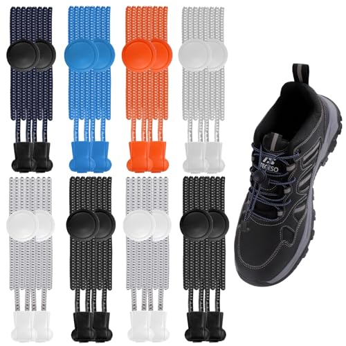 MAOMUN 8 Paare Elastische Schnürsenkel Ohne Binden Erwachsene Kinder, 100CM Reflektierende Schnürsenkel Schnellverschluss Schuhbänder für Turnschuhe Wanderschuhe Board Schuhe Freizeitschuhe Stiefel von MOAMUN