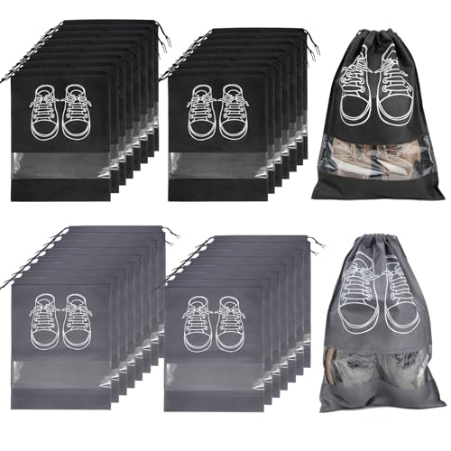 MOAMUN 30 Stück Schuhbeutel Reise mit Transparentes Fenster, Wasserdicht Staubdicht Schuhtasche Stoffbeutel mit Kordelzug, 32x44cm Tragbare Schuh Organizer Schuhsack für Männer Frauen täglich Reisen MOAMUN 30 Stück Schuhbeutel Reise mit Transparentes Fenster, Wasserdicht Staubdicht Schuhtasche Stoffbeutel mit Kordelzug, 32x44cm Tragbare Schuh Organizer Schuhsack für Männer Frauen täglich Reisen von MOAMUN