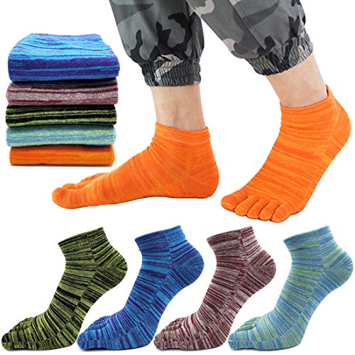 MOAMUN 5 Paar Frühling Fünf Finger Zehensocken Für Männer Frauen Baumwolle, Damen Casual Low Cut Socken Weich & Atmungsaktiv (Männer) von MOAMUN