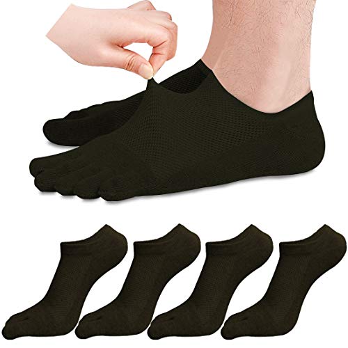 MOAMUN 5 Paar Herren Zehensocken Baumwolle Low Cut Liner Socks 5 Fingersocken für Männer Atmungsaktiv und Weich (schwarz) von MOAMUN