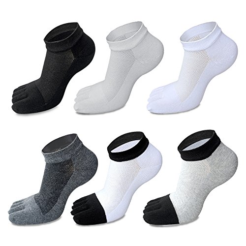 MOAMUN 6 Paare Männer Zehen Socken Low Cut fünf Finger Socken weichen und atmungsaktiven niedrig geschnittene Baumwollsocken für Männer (Mischen) von MOAMUN