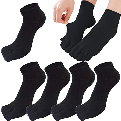 MOAMUN 5 Paare Womens Five Finger Toe Socken für Frauen Mädchen, Damen Casual Socken Baumwolle Low Cut Söckchen Soft & Breathable Größe 39-44 (Schwarz) von MOAMUN