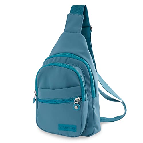 MOAMUN Sling Bag Brusttasche für Damen, Wasserdichtes Nylon Crossbody Umhängetasche, Langlebig Crossbody Rucksack mit Ohrhörer Loch, Leichte Crossbody Gym Schultertasche für Outdoor (Grün) von MOAMUN