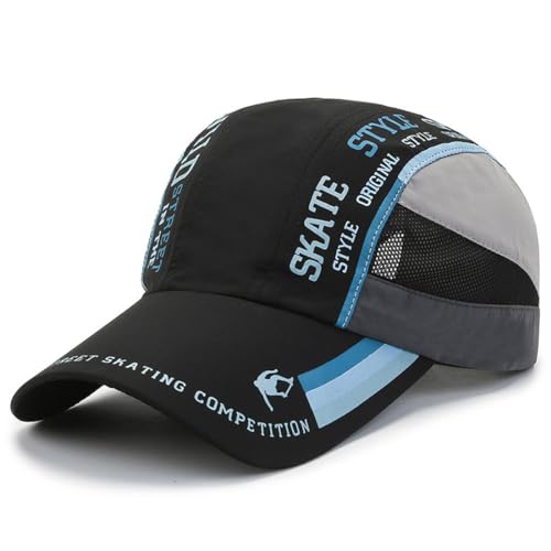 Herren- oder Damen-Baseballmütze, Laufmütze, Sommer, Sport, schnell trocknend, atmungsaktiv, verstellbar, Mützen für Herren und Damen., Schwarz , S-L von MOANATURA